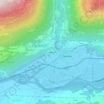 Mapa topográfico Campoledro, altitude, relevo