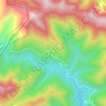 Mapa topográfico Villarrubín, altitude, relevo
