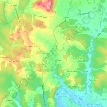 Mapa topográfico Font Vendome, altitude, relevo