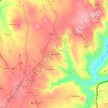 Mapa topográfico Carne Assada, altitude, relevo