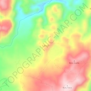 Mapa topográfico Langi, altitude, relevo