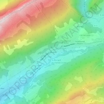 Mapa topográfico Le Borgeal, altitude, relevo