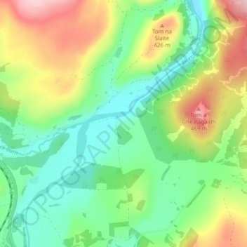 Mapa topográfico Corry Bruoch Beg, altitude, relevo