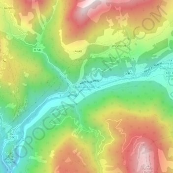 Mapa topográfico Château-Queyras, altitude, relevo