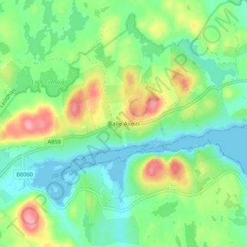 Mapa topográfico Balallan, altitude, relevo