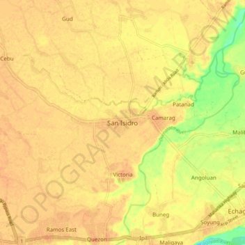 Mapa topográfico San Isidro, altitude, relevo