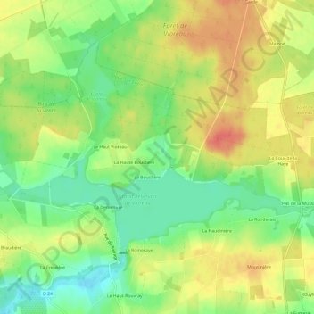 Mapa topográfico La Bolinière, altitude, relevo