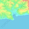 Mapa topográfico Jacmel, altitude, relevo