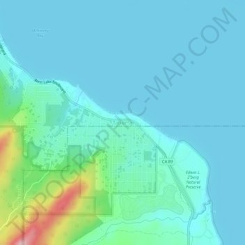 Mapa topográfico Tahoma, altitude, relevo