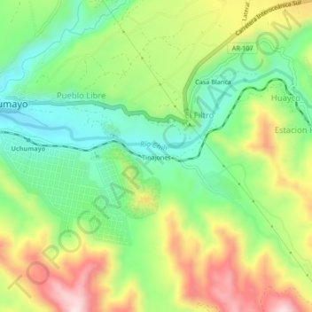 Mapa topográfico Tinajones, altitude, relevo