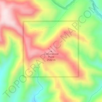 Mapa topográfico Cottonwood Point, altitude, relevo