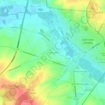 Mapa topográfico La Garousserie, altitude, relevo