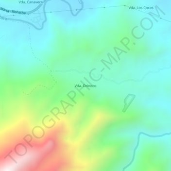 Mapa topográfico Vda. Orinoco, altitude, relevo