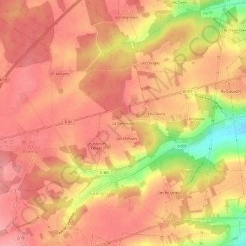 Mapa topográfico La Commune, altitude, relevo