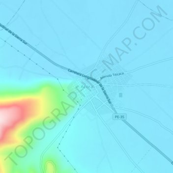 Mapa topográfico Acora, altitude, relevo