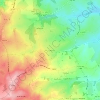 Mapa topográfico Les Pinguelles, altitude, relevo
