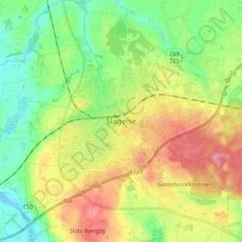 Mapa topográfico Slagelse, altitude, relevo