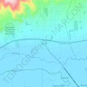 Mapa topográfico Tolata, altitude, relevo