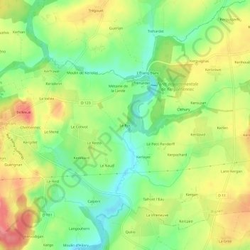 Mapa topográfico Le Roc, altitude, relevo