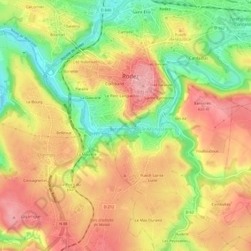 Mapa topográfico Roc de Tripadou, altitude, relevo
