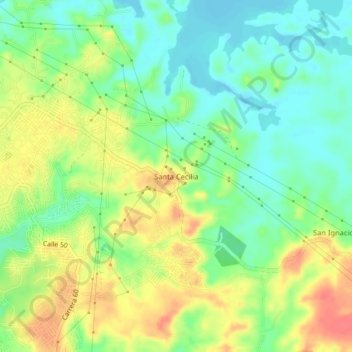 Mapa topográfico Santa Cecilia, altitude, relevo