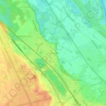 Mapa topográfico Langenhaeuser, altitude, relevo