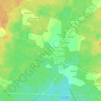 Mapa topográfico Lagraula, altitude, relevo