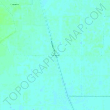 Mapa topográfico Everglade, altitude, relevo