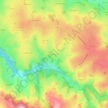 Mapa topográfico Chamoncel, altitude, relevo