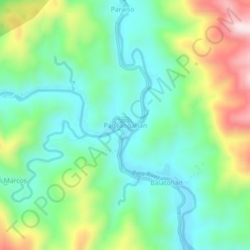 Mapa topográfico Pagsangahan, altitude, relevo