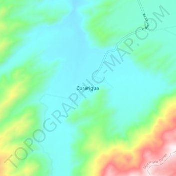 Mapa topográfico Curarigua, altitude, relevo