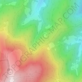 Mapa topográfico Lieserwasen, altitude, relevo