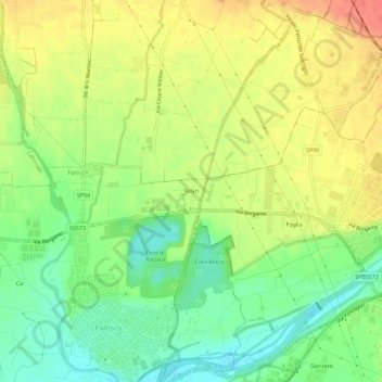 Mapa topográfico Tolari, altitude, relevo