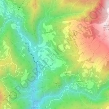 Mapa topográfico Lizzano Pistoiese, altitude, relevo