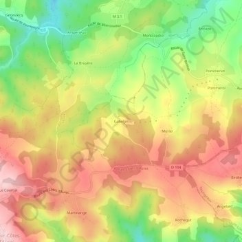 Mapa topográfico Gabelon, altitude, relevo