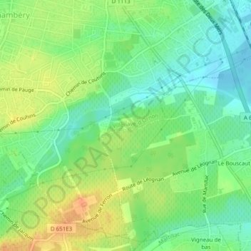 Mapa topográfico Couhins, altitude, relevo