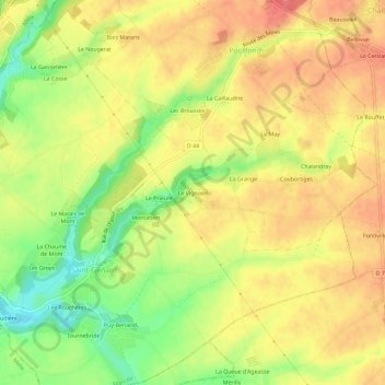 Mapa topográfico Le Vignolet, altitude, relevo