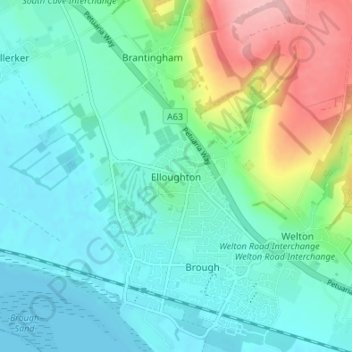 Mapa topográfico Elloughton, altitude, relevo