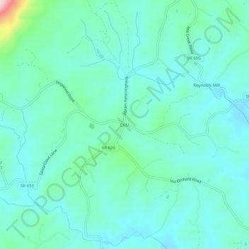 Mapa topográfico Critz, altitude, relevo