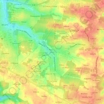 Mapa topográfico Camot, altitude, relevo