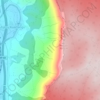 Mapa topográfico Unza, altitude, relevo