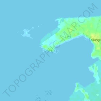 Mapa topográfico Punta Miray, altitude, relevo