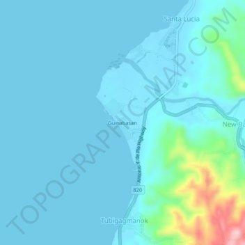 Mapa topográfico Guinabasan, altitude, relevo