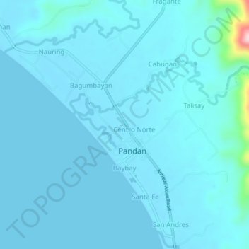 Mapa topográfico Bunga, altitude, relevo