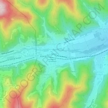 Mapa topográfico Muhlele, altitude, relevo