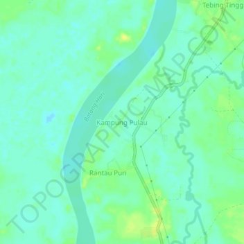 Mapa topográfico Kampung Pulau, altitude, relevo
