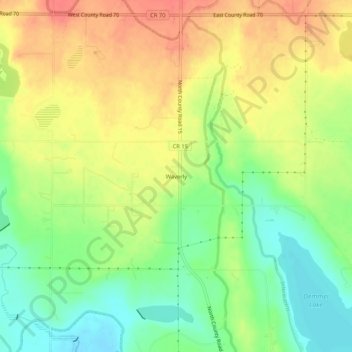 Mapa topográfico Waverly, altitude, relevo