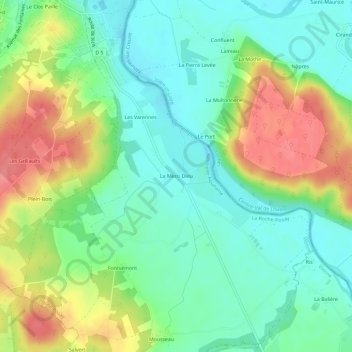 Mapa topográfico La Merci Dieu, altitude, relevo