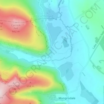 Mapa topográfico Mosedale, altitude, relevo
