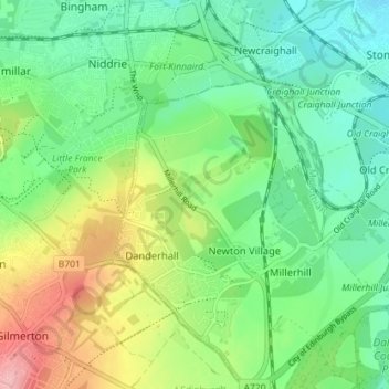 Mapa topográfico Hilltown, altitude, relevo